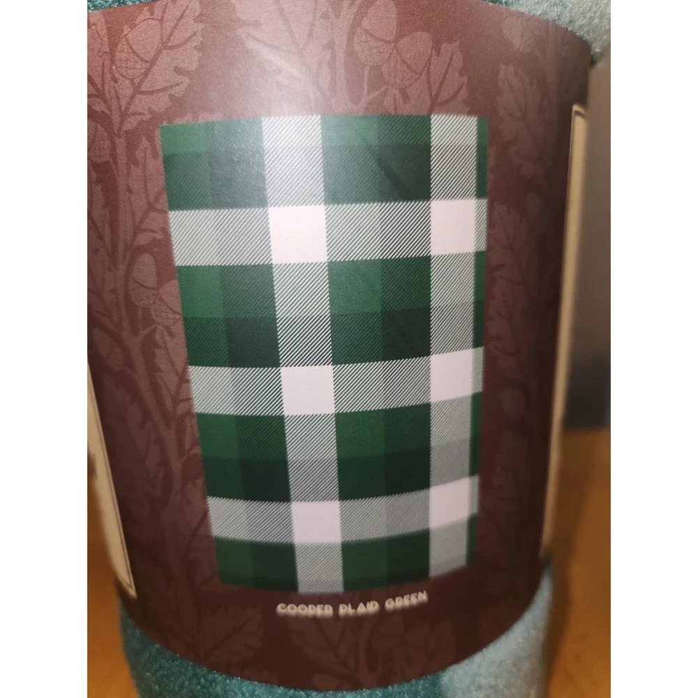 Pine Creek Fleece Throw‎ Blanket 46 x 63  Copper Green Plaid Christmas New